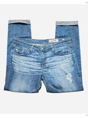 AG "The Stilt" Roll-Up Cigarette Jeans AG-ed Women's 29R Distressed Destroyed